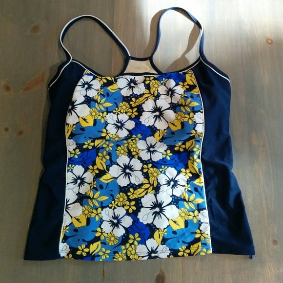 Girls' ROOTS Floral Tankini Swim Top, Size 14 /XXL - Picture 1 of 9